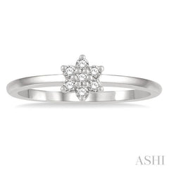 1/8 Ctw Floral Motif Single Cut Diamond Petite Fashion Ring in 10K White Gold