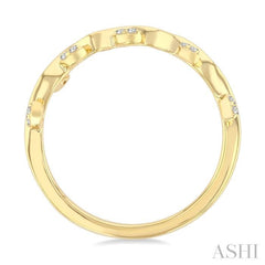 1/10 Ctw Single Cut Diamond Leaf Stackable Band in 10K Yellow Gold
