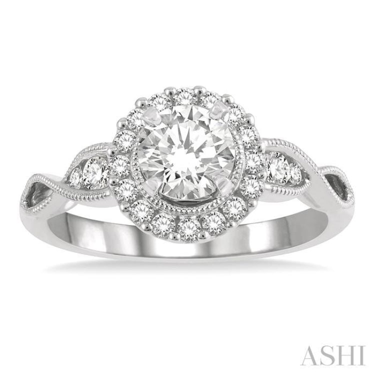 1/3 Ctw Diamond Semi-mount Engagement Ring in 14K White Gold