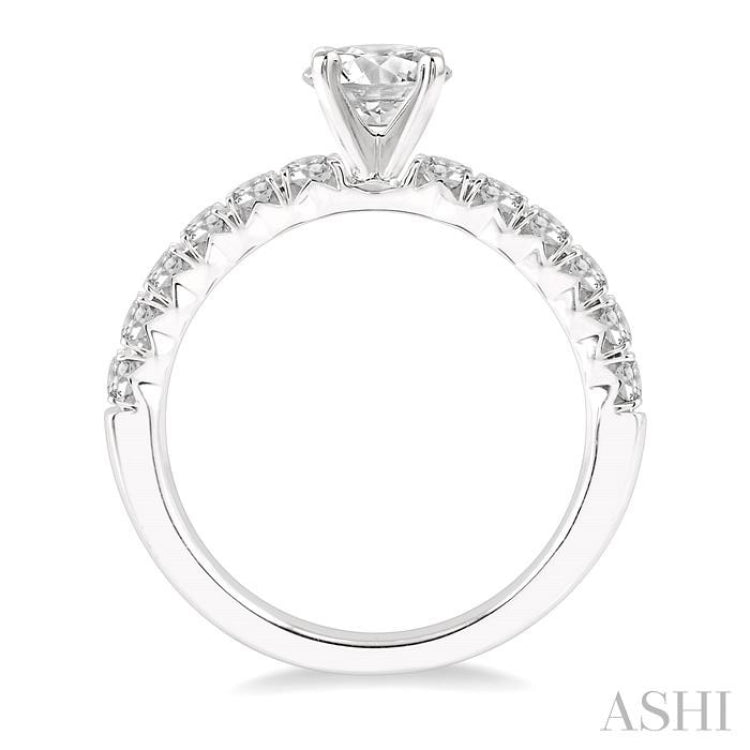 1/2 Ctw Round Cut Diamond Semi-Mount Engagement Ring in 14K White Gold