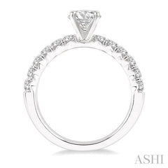 1/2 Ctw Round Cut Diamond Semi-Mount Engagement Ring in 14K White Gold