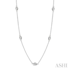 1/2 Ctw Marquise Motif Round Cut Diamond Station Necklace in 14K White Gold