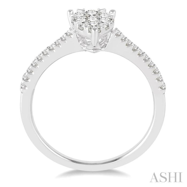 1/2 Ctw Pear Shape Diamond Lovebright Ring in 14K White Gold