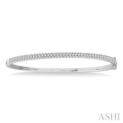 1 1/2 Ctw Round Cut Diamond Stackable Bangle in 14K White Gold