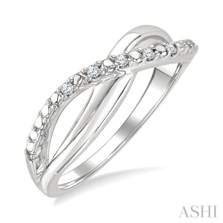 1/20 Ctw Split Criss Cross Single Cut Diamond Fashion Ring in Sterling Silver