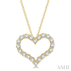 2 Ctw Heart Shape Round Cut Diamond Pendant With Chain in 14K Yellow Gold
