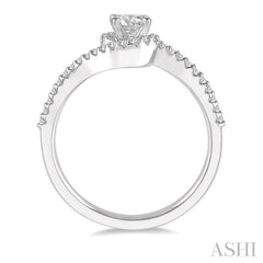 1/5 Ctw Embraced Semi-Mount Round Cut Diamond Engagement Ring in 14K White Gold
