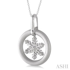 1/20 Ctw Single Cut Diamond Snow Flower Pendant in Sterling Silver with Chain