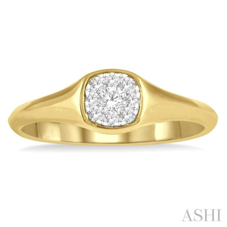 1/6 Ctw Cushion Shape Lovebright Diamond Ring in 14K Yellow and White Gold