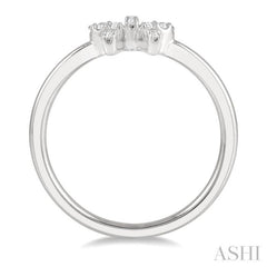 1/10 Ctw Bow Cutout Single Cut Diamond Petite Fashion Ring in 10K White Gold