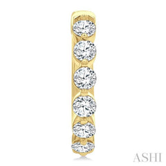 1 1/2 Ctw Prong Set Round Cut Diamond Hoop Earrings in 14K Yellow gold