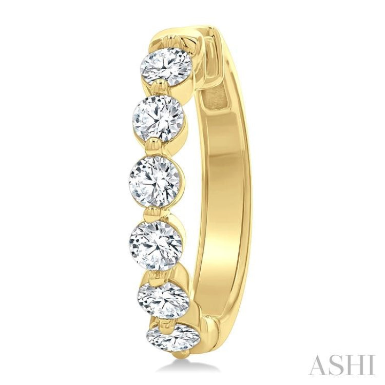 1 1/2 Ctw Prong Set Round Cut Diamond Hoop Earrings in 14K Yellow gold