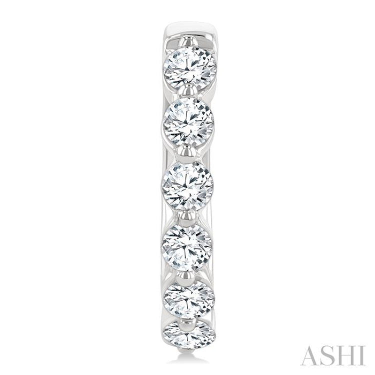 1 Ctw Prong Set Round Cut Diamond Hoop Earrings in 14K White gold