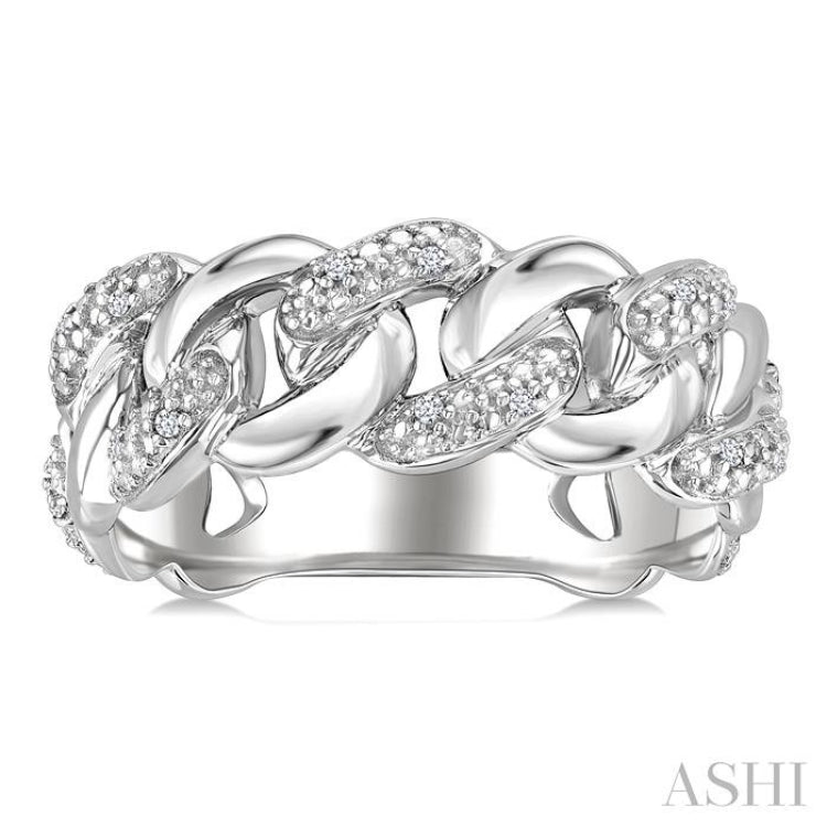 1/20 Ctw Single Cut Diamond Curb & Cuban Ring in Sterling Silver