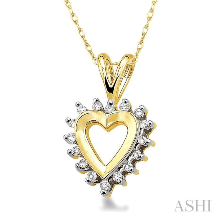 1/10 Ctw Single Cut Diamond Heart Pendant in 10K Yellow Gold with Chain
