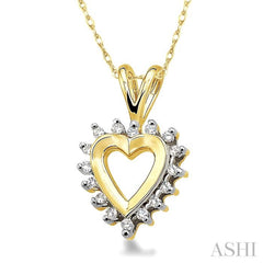1/10 Ctw Single Cut Diamond Heart Pendant in 10K Yellow Gold with Chain