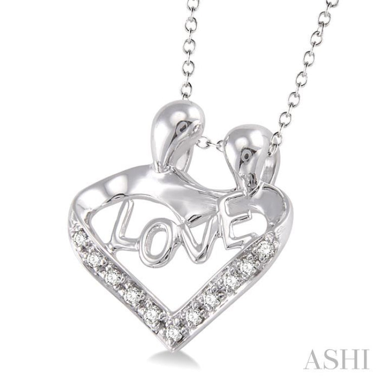 1/20 Ctw Single Cut Diamond Child & Mom Pendant in Sterling Silver with Chain