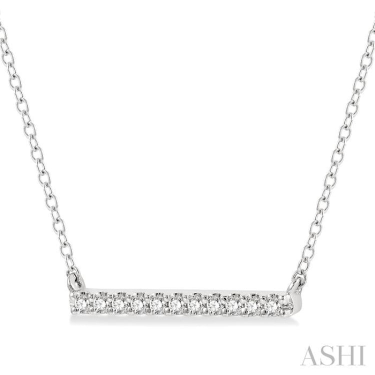1/8 Ctw Single Cut diamond Petite Bar Necklace in 10K White Gold