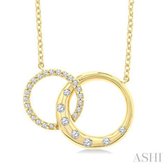 1/6 Ctw Round Cut Diamond Interlocked Circles Mosaic Fashion Pendant With Chain in 10K Yellow Gold