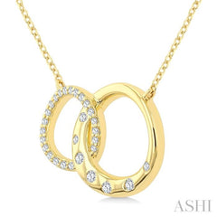 1/6 Ctw Round Cut Diamond Interlocked Circles Mosaic Fashion Pendant With Chain in 10K Yellow Gold