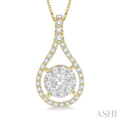5/8 Ctw Lovebright Round Cut Diamond Pendant in 14K Yellow and White Gold with Chain