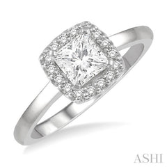 1/10 Ctw Halo Round Cut Diamond Semi-Mount Engagement Ring in 14K White Gold
