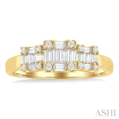1/2 Ctw Past, Present & Future Baguette and Round Cut Diamond Fusion Fashion Ring in 14K Yellow Gold
