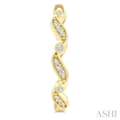 1/8 Ctw Wavy Pattern Single Cut Diamond Fashion Hoop Earrings in 10K Yellow Gold