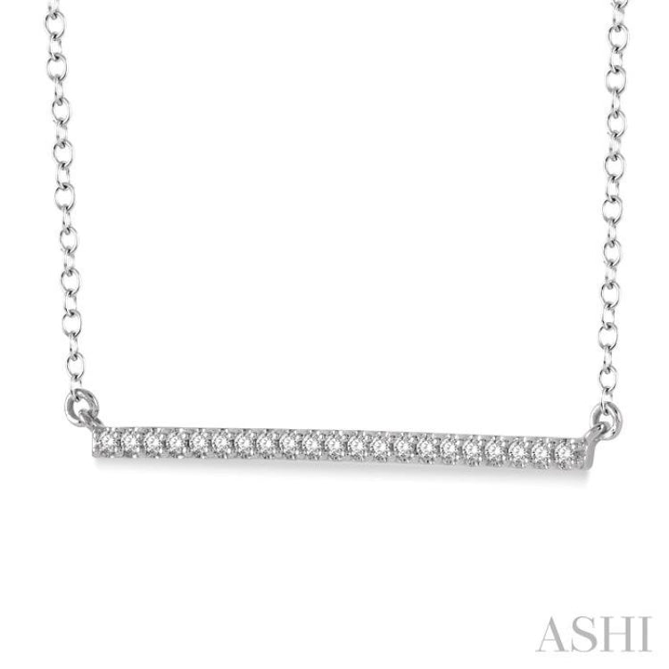 1/6 Ctw Horizontal Bar Round Cut Diamond Necklace With Link Chain in 10K White Gold