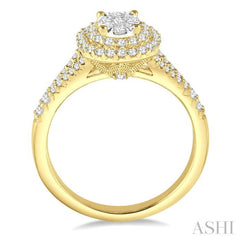 3/4 Ctw Oval Shape Diamond Lovebright Diamond Ring in 14K Yellow and White gold