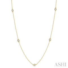1/3 Ctw Round Cut Diamond Station Necklace in 14K Yellow Gold