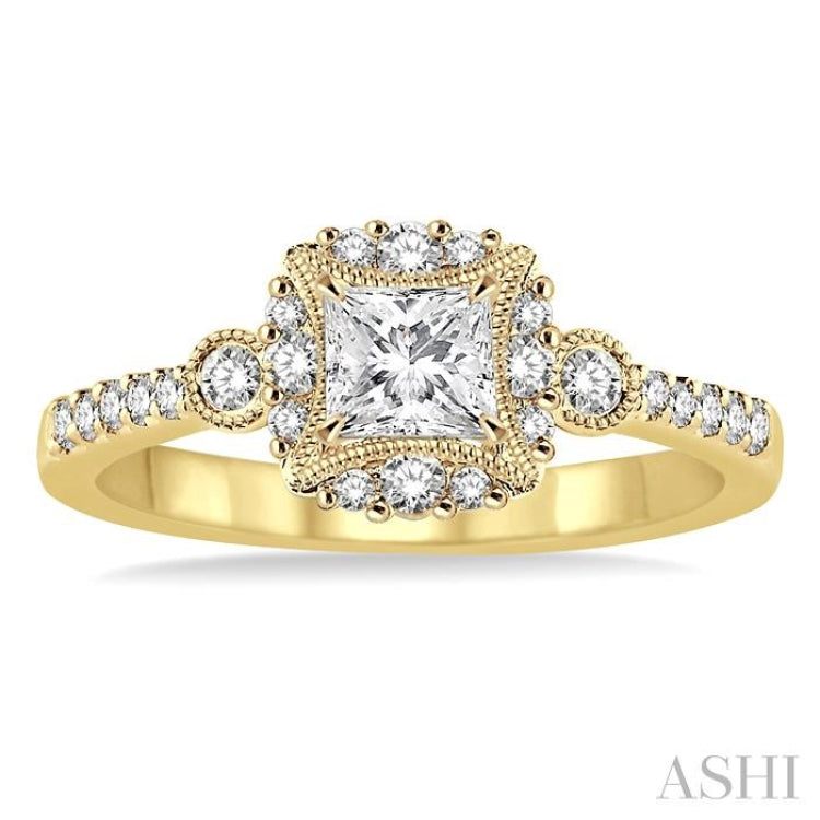 1/4 Ctw Diamond Semi-mount Engagement Ring in 14K Yellow Gold