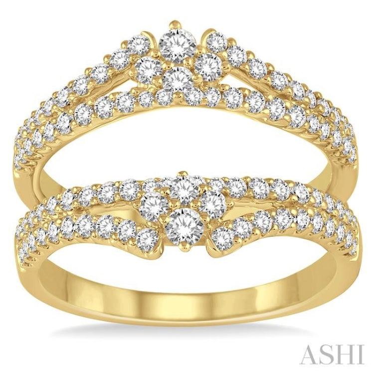 7/8 Ctw Round Diamond Insert Ring in 14K Yellow Gold
