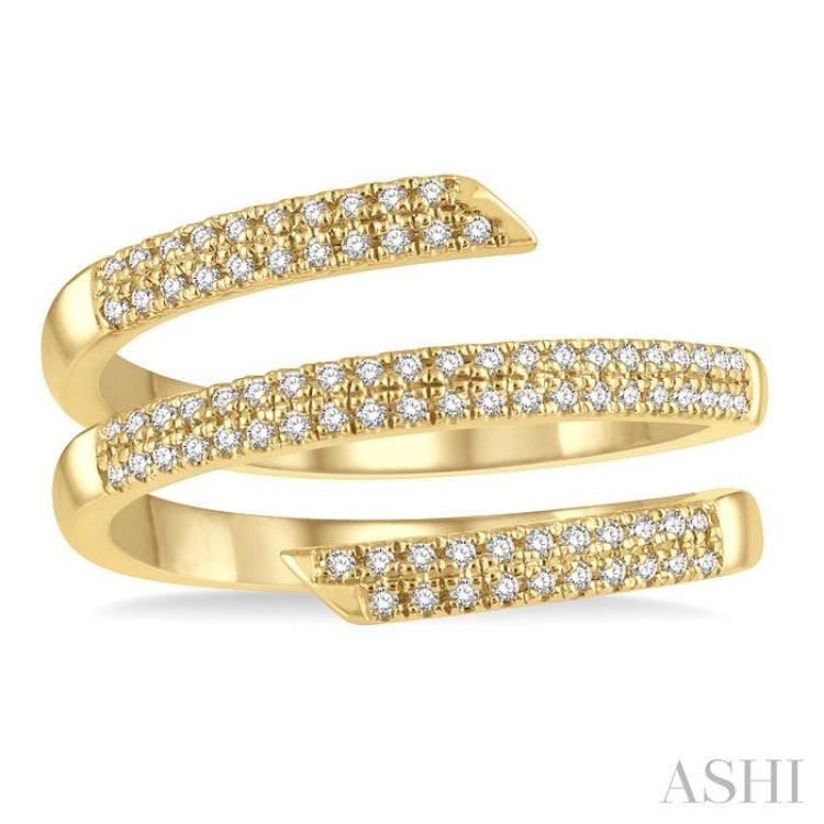 1/4 Ctw Open-End Round Cut Diamond Fashion Ring in 10K Yellow Gold