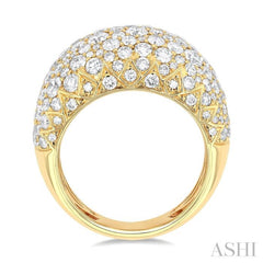 3 1/3 Ctw Round Cut Diamond Fashion Dome Ring in 14K Yellow Gold
