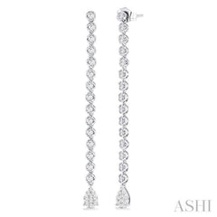 1 1/4 Ctw Lovebright Pear Shape Dangle Tip Round Cut Diamond Fashion Long Earrings in 14K White Gold