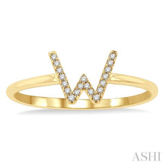 1/20 Ctw Initial 'W' Round Cut Diamond Fashion Ring in 10K Yellow Gold