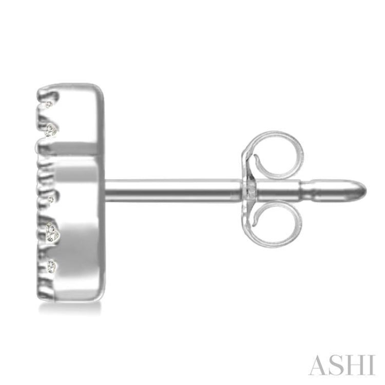 1/10 Ctw Initial 'S' Single Cut Diamond Earrings in 10K White Gold