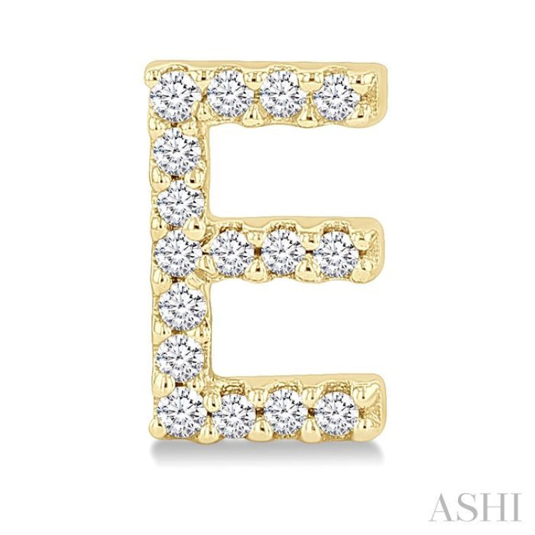 1/10 Ctw Initial 'E' Single Cut Diamond Earrings in 10K Yellow Gold