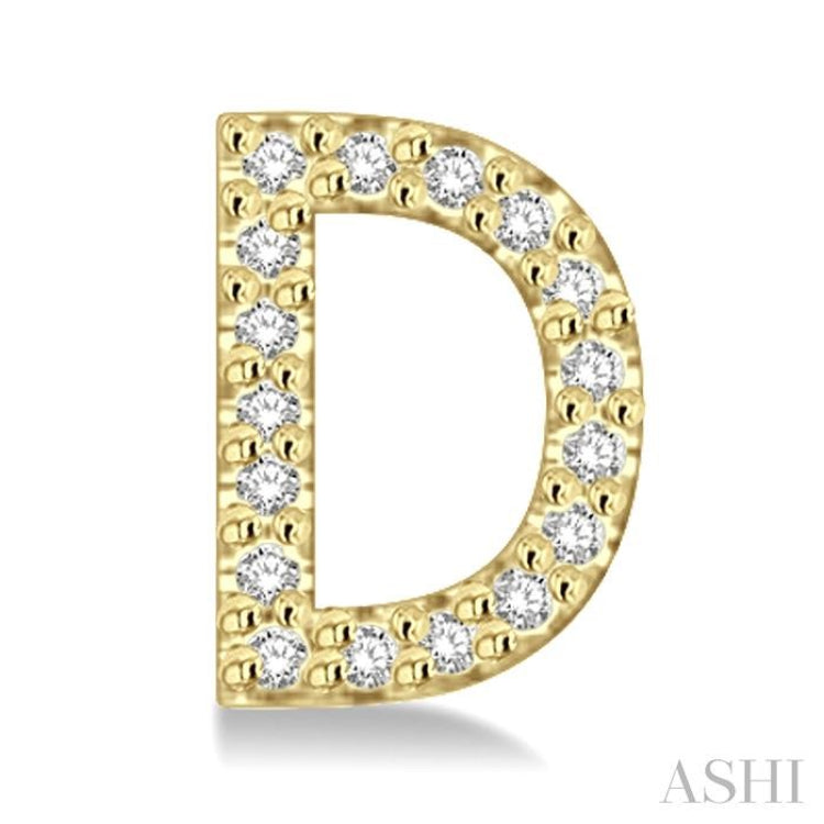1/10 Ctw Initial 'D' Single Cut Diamond Earrings in 10K Yellow Gold
