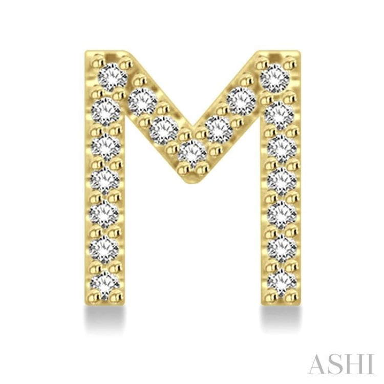 1/8 Ctw Initial 'M' Single Cut Diamond Earrings in 10K Yellow Gold