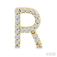 1/10 Ctw Initial 'R' Single Cut Diamond Earrings in 10K Yellow Gold