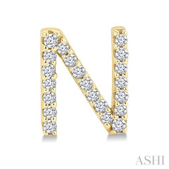 1/8 Ctw Initial 'N' Single Cut Diamond Earrings in 10K Yellow Gold