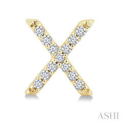1/10 Ctw Initial 'X' Single Cut Diamond Earrings in 10K Yellow Gold