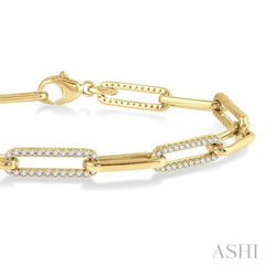 1 Ctw Round Cut Diamond Paperclip Bracelet in 10K Yellow Gold