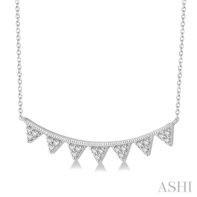 1/10 Ctw Triangle Round Cut Diamond Geometric Pendant With Link Chain in 10K White Gold