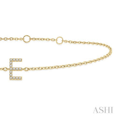 1/20 Ctw Initial 'E' Round Cut Diamond Bracelet in 10K Yellow Gold