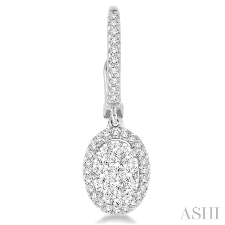 2 Ctw Oval Shape Diamond Lovebright Earrings in 14K White Gold