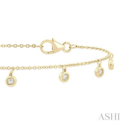 1/10 Ctw Hanging Bezel Set Round Cut Diamond Station Bracelet in 10K Yellow Gold