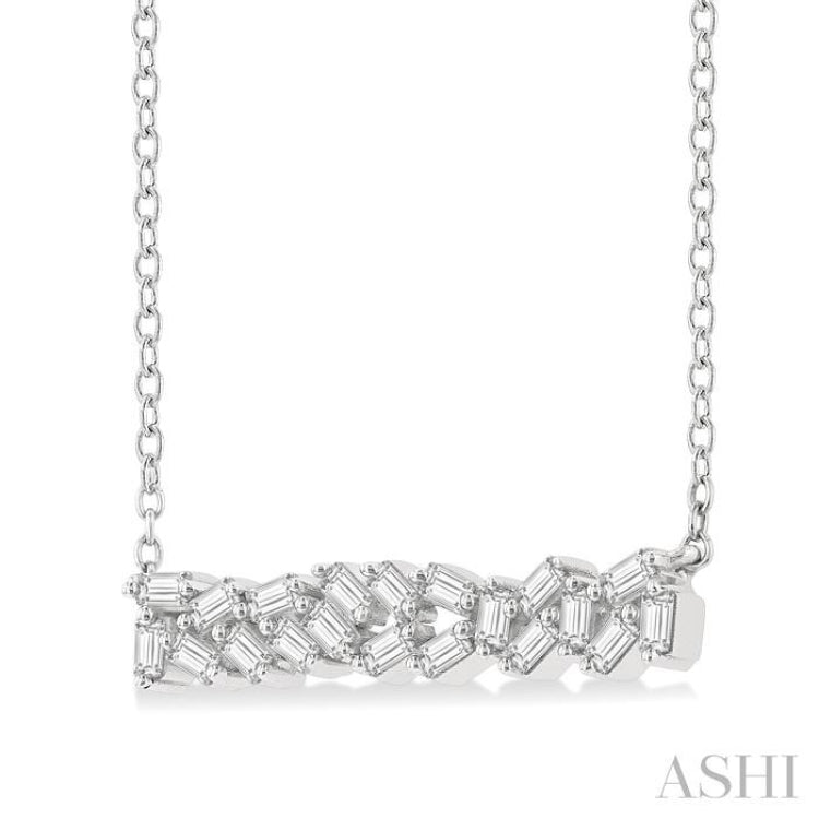 1/5 Ctw Scatter Baguette Cut Diamond Fashion Necklace in 14K White Gold
